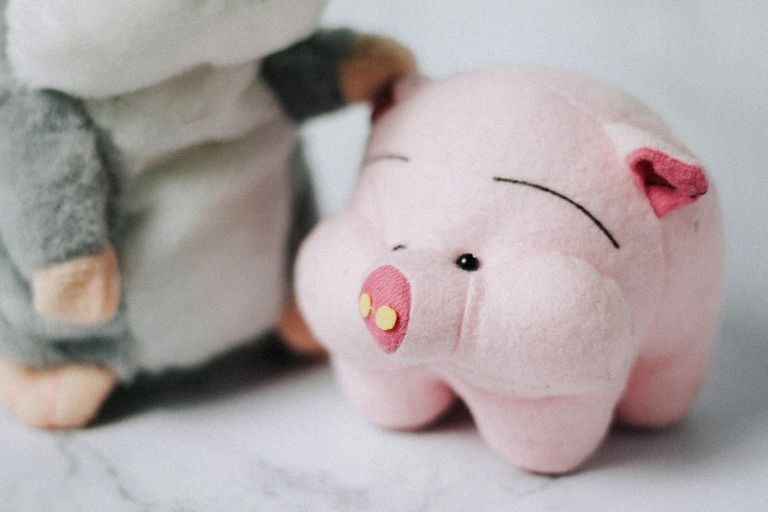 pink pig plush toy on white surface