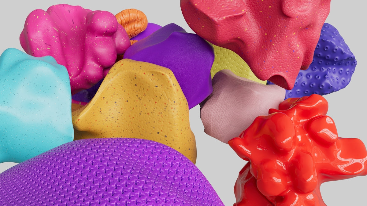a close up of a bunch of different colored toys