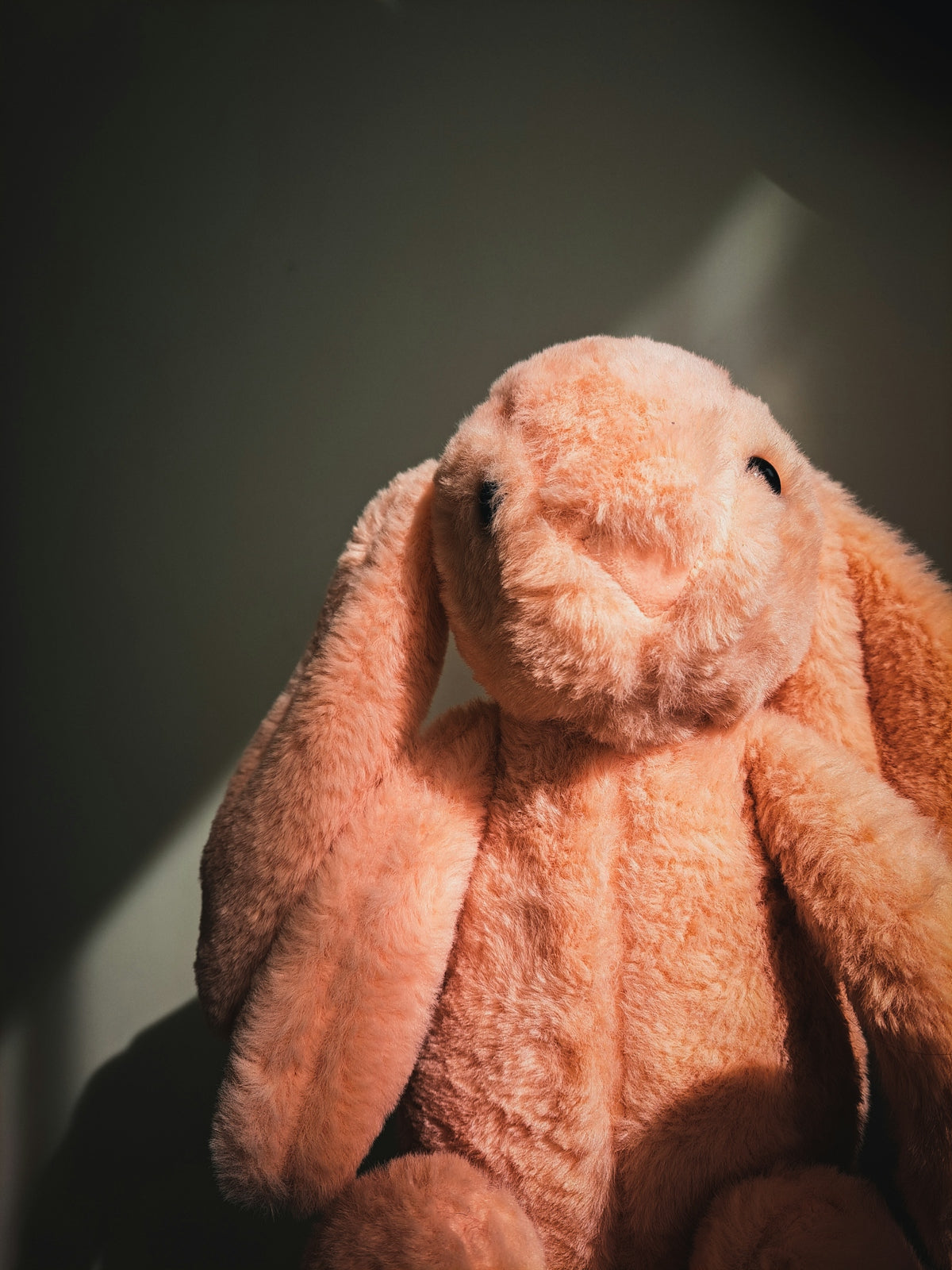 a pink stuffed animal sitting on top of a chair