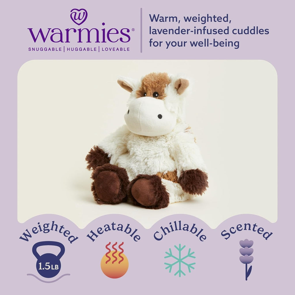 Warmos Co Microwavable Weighted Stuffed Animal, Lavender-Scented Cow Plushie, 1.5 lbs