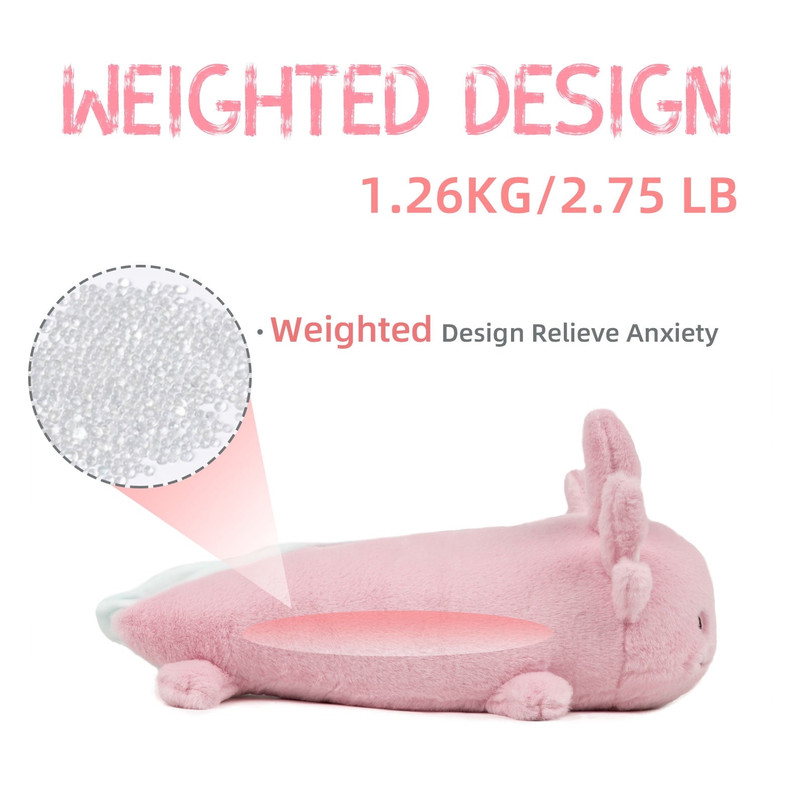 Warmos Co 20" Pink Weighted Axolotl Stuffed Animals 2.8 Pound Soft Hugging