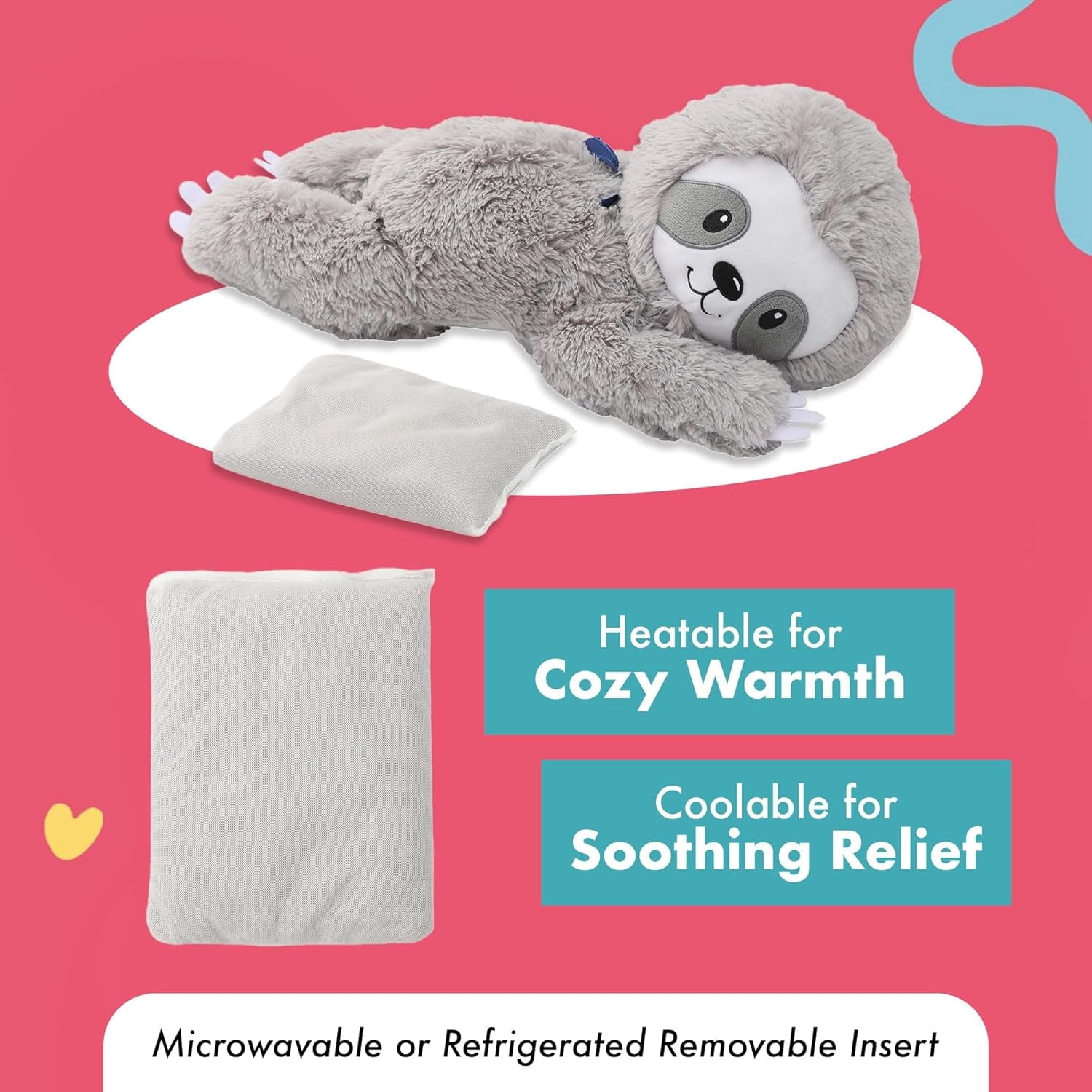 Warmos Co Lilly's Love Weighted Animal Sloth- Heatable Warmie Plush & Coolable