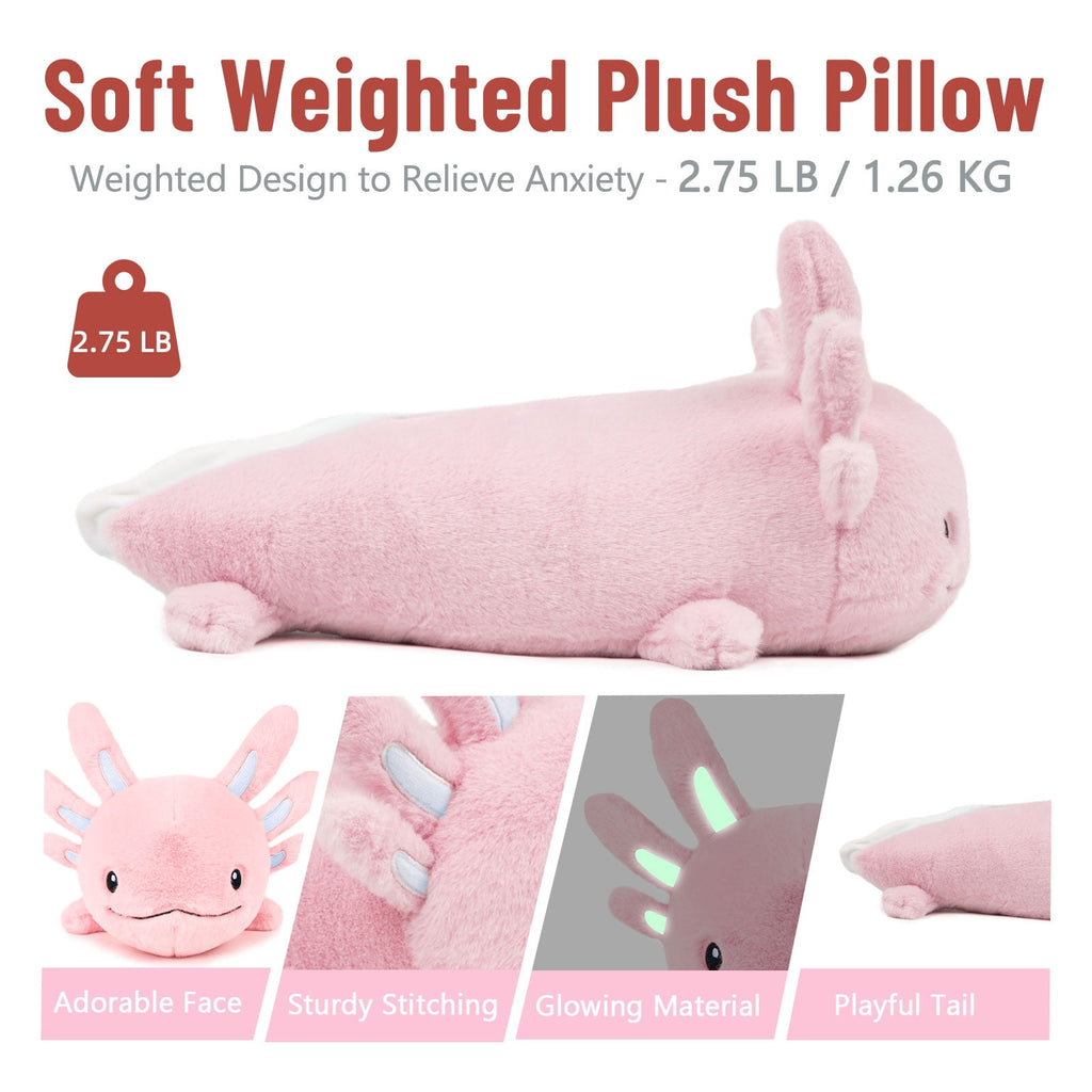 Warmos Co 20" Pink Weighted Axolotl Stuffed Animals 2.8 Pound Soft Hugging