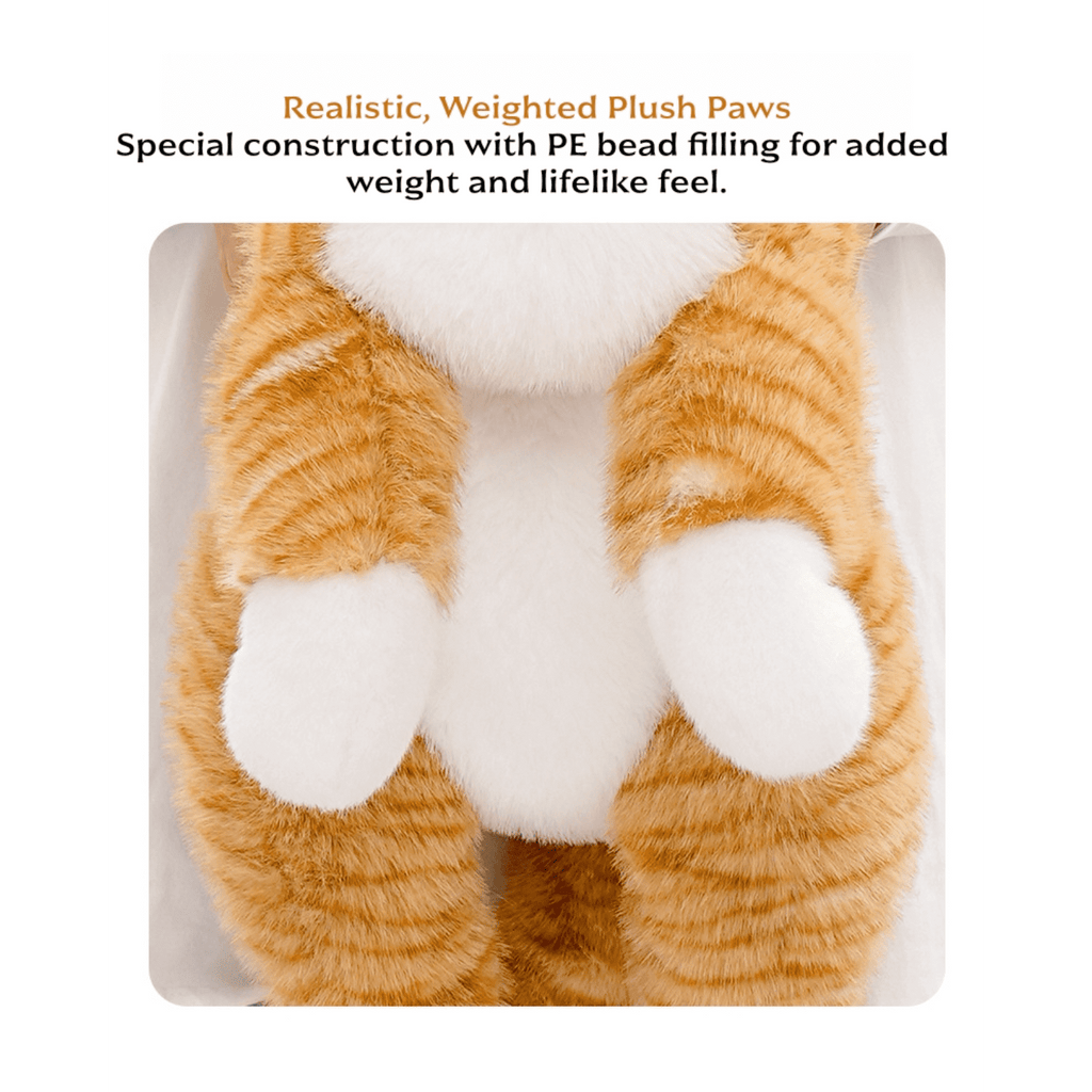 Warmos Co Cat Plush Toy, Soft Stuffed Cat with Weighted Paws & Tail, Realistic