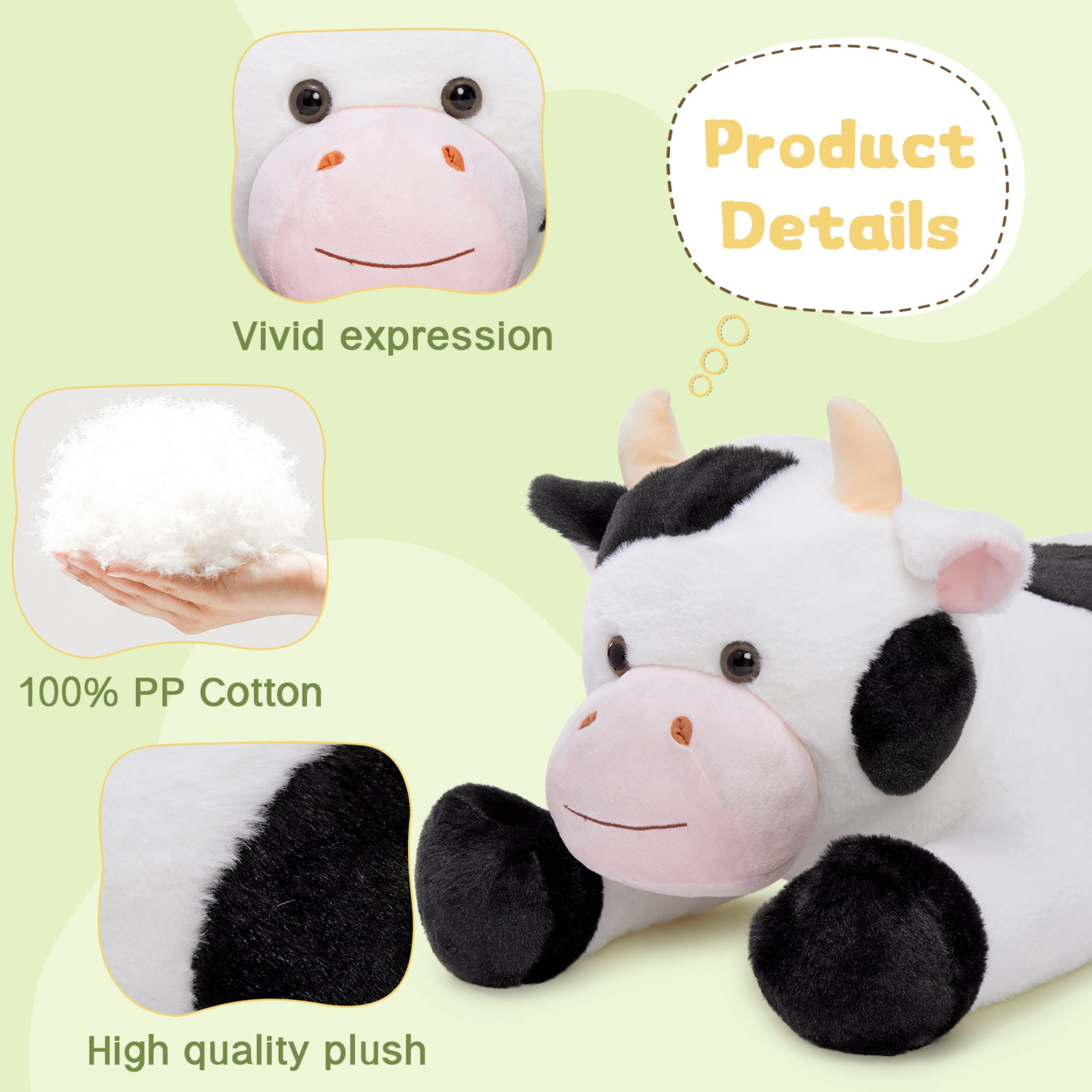 Warmos Co 28" Cow Weighted Stuffed Animals 5lb Soft Microwavable Stuffed Animal