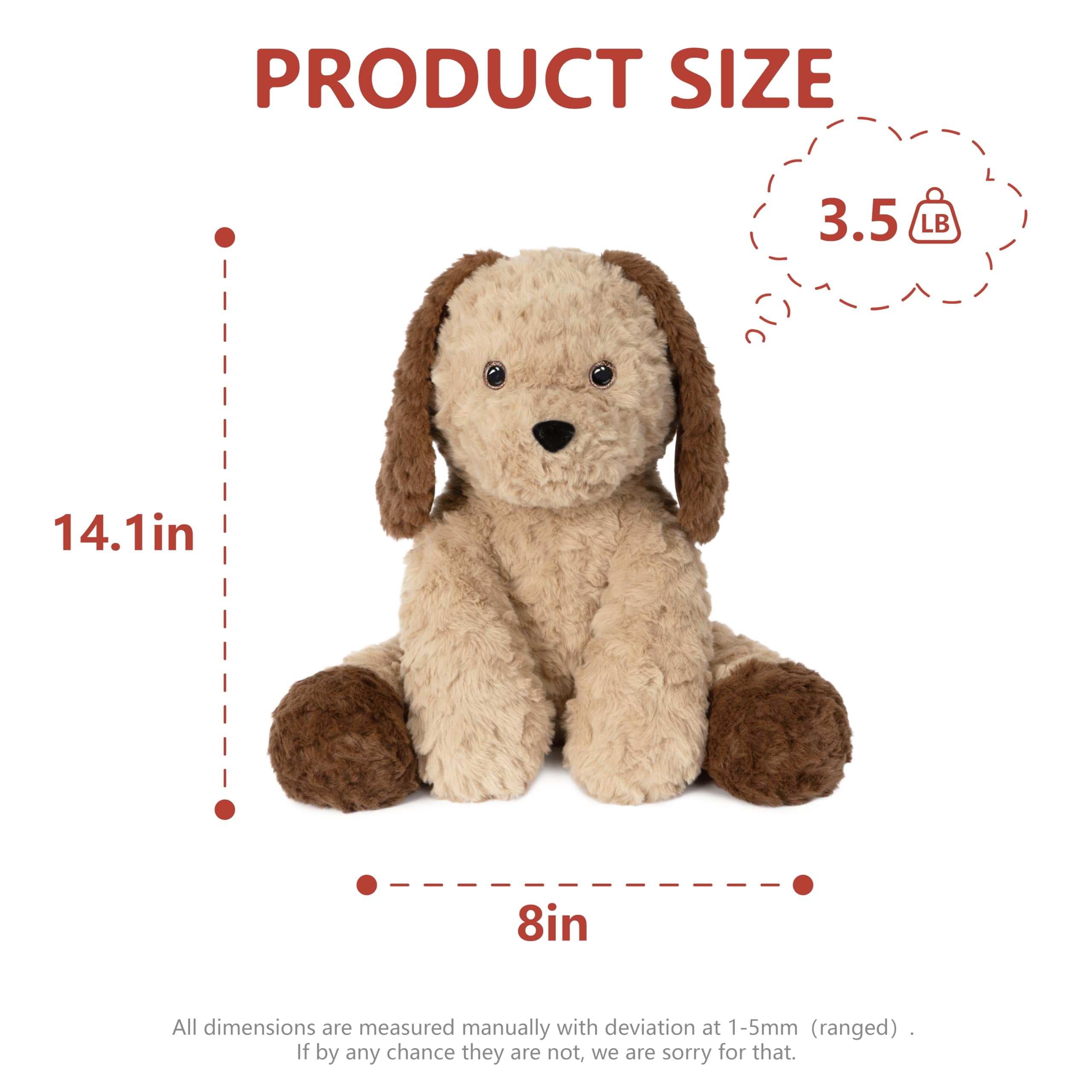 Warmos Co 13.8" Sitting Puppy Weighted Stuffed Animals,4 lb Giant Brown Dog Plush