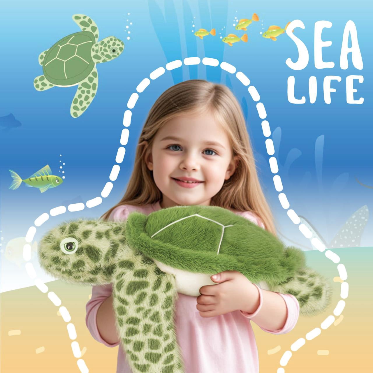 Warmos Co 20" Turtle Stuffed Animals,3.3lb Weighted Green Sea Turtles Plush Toy,