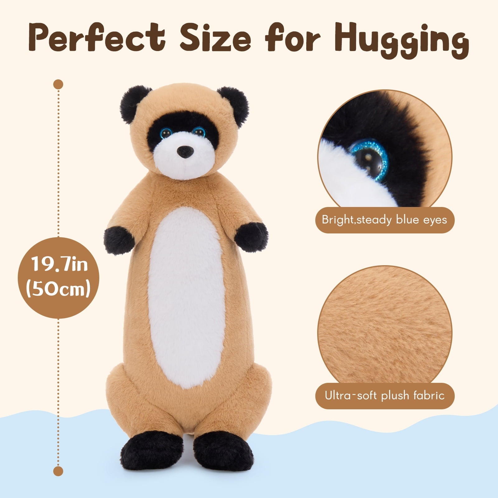Warmos Co 19.6'' Ferret Stuffed Animal Gaint Weighted Ferret Body Pillow Plush Toy