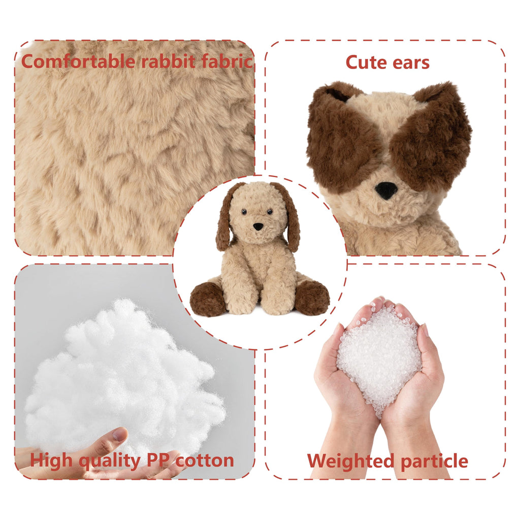 Warmos Co 13.8" Sitting Puppy Weighted Stuffed Animals,4 lb Giant Brown Dog Plush