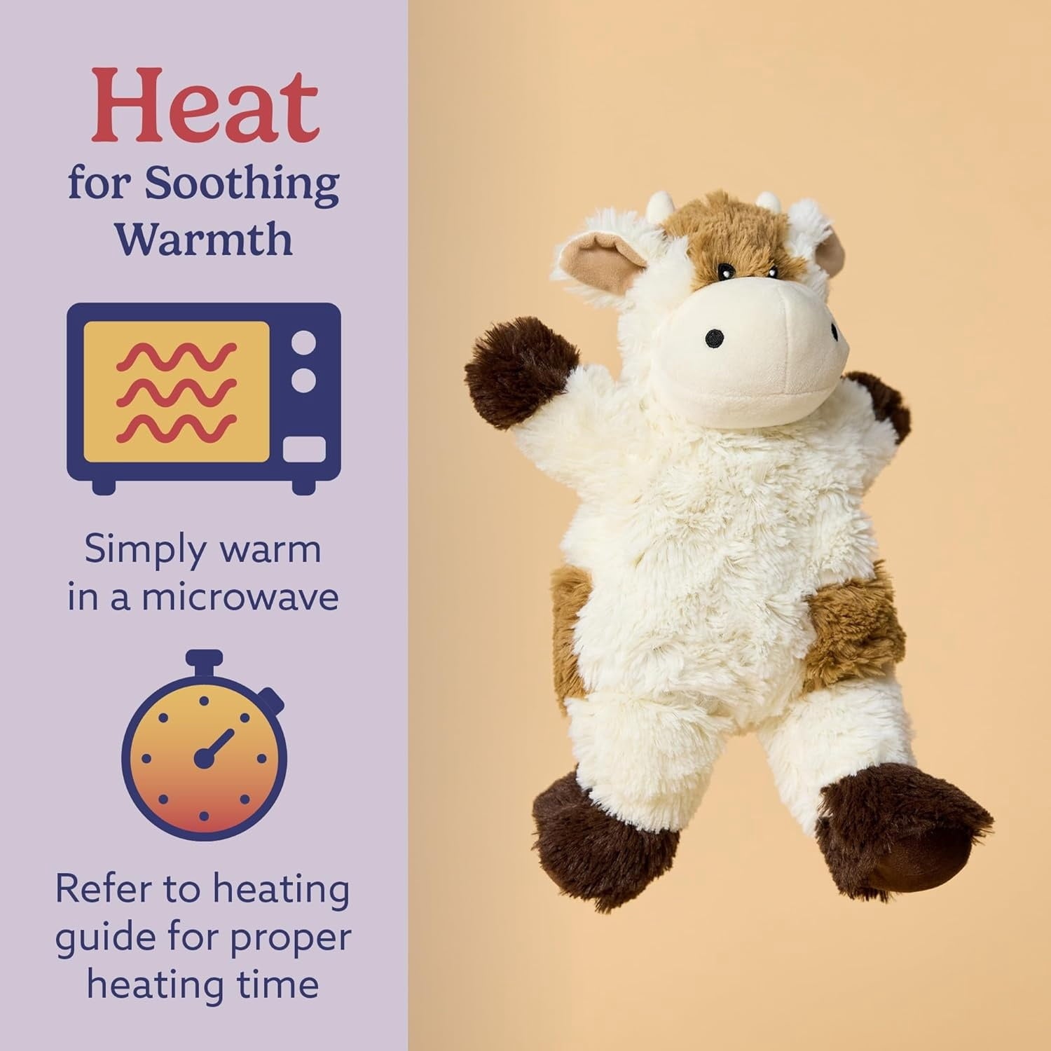 Warmos Co Microwavable Weighted Stuffed Animal, Lavender-Scented Cow Plushie, 1.5 lbs