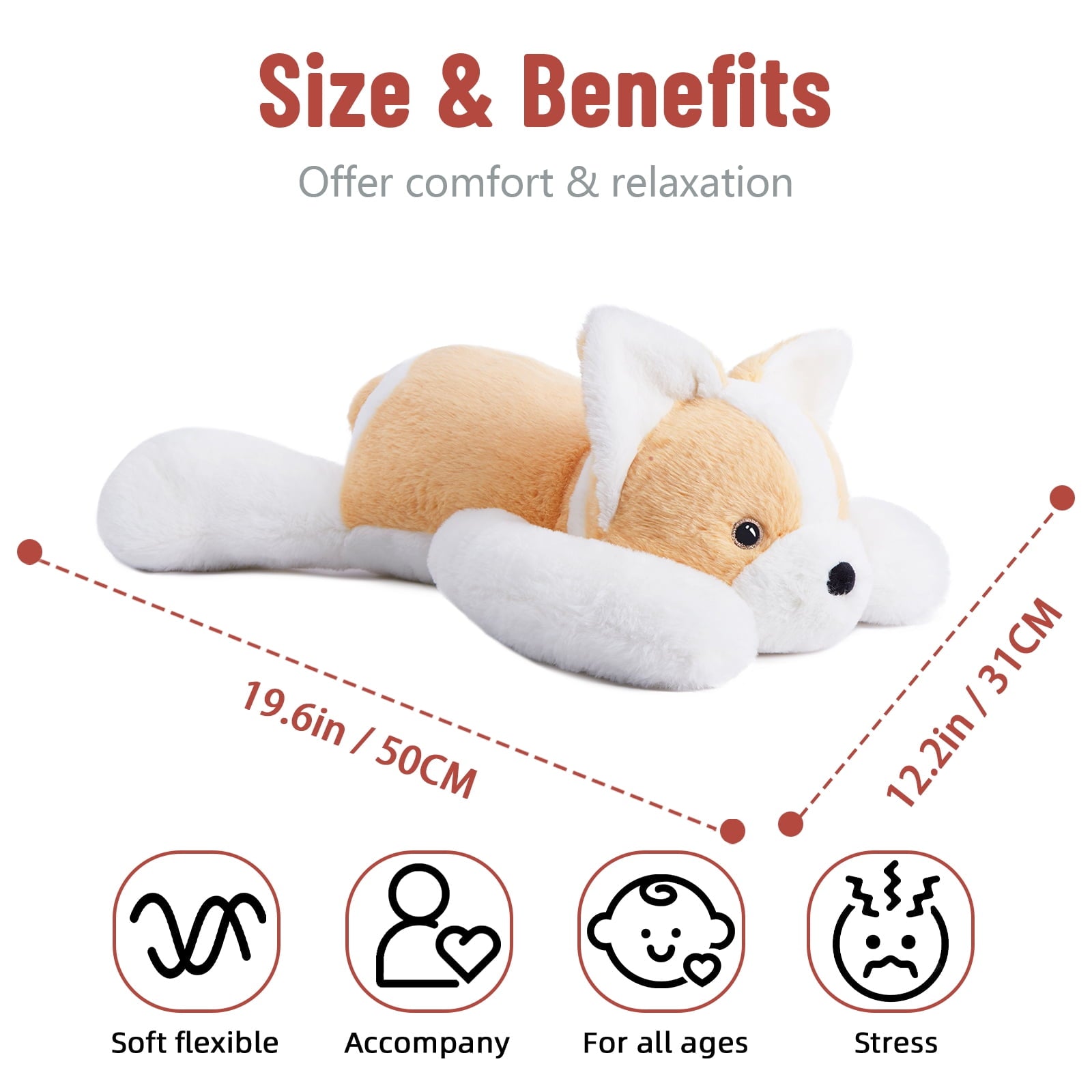 Warmos Co Weighted Corgi Stuffed Animals 20"Large Plush Toy,3.3lb Giant Weighted