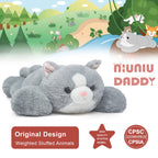 Warmos Co 20"Grey Cat Weighted Stuffed Animal 3.3lb Giant Sensory Plushie Toy for