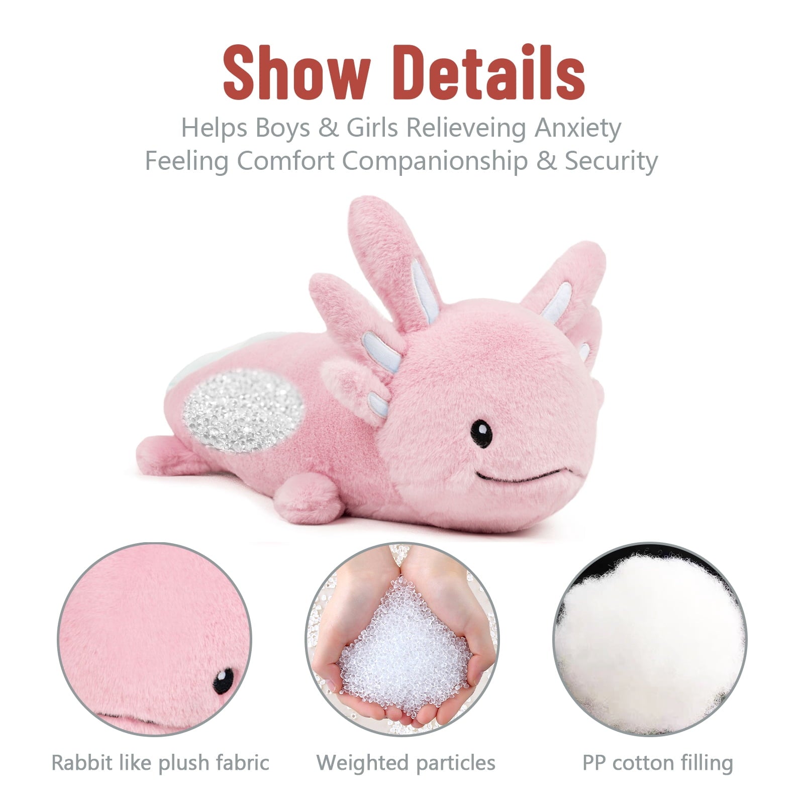 Warmos Co 20" Pink Weighted Axolotl Stuffed Animals 2.8 Pound Soft Hugging