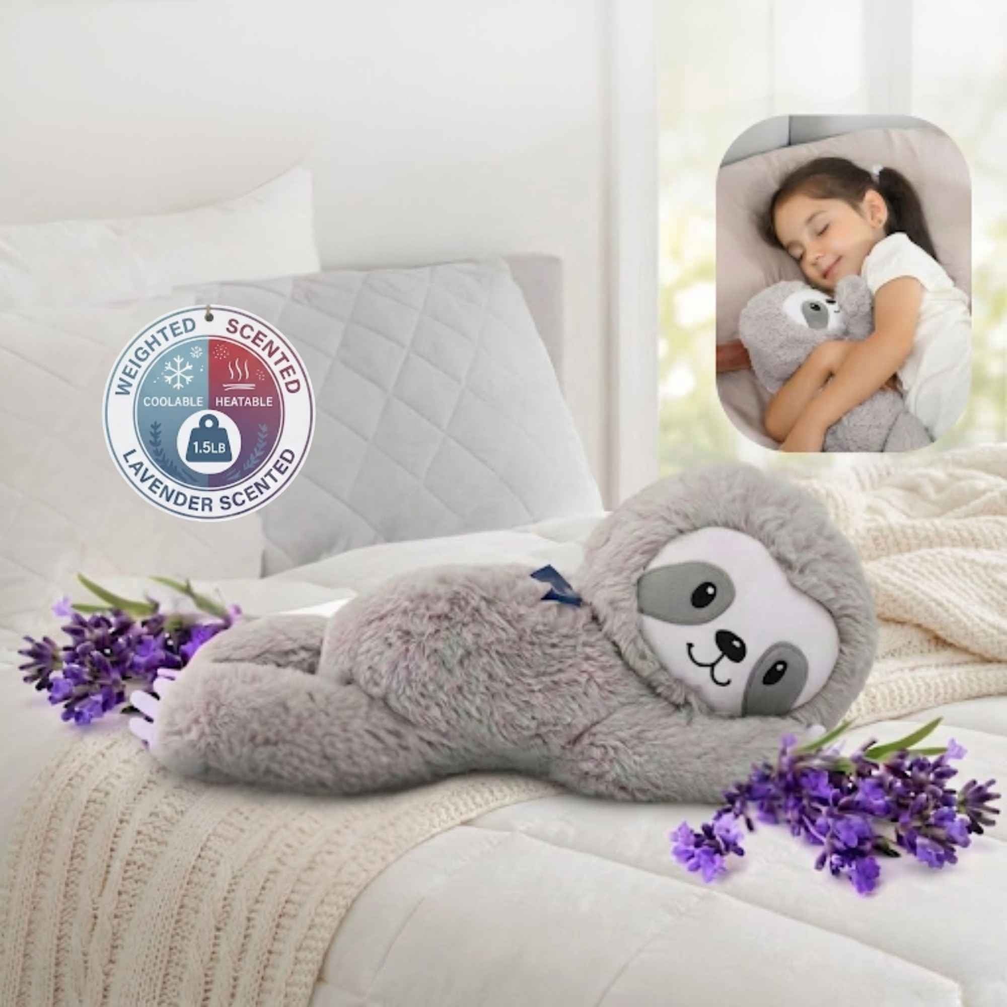 Warmos Co Lilly's Love Weighted Animal Sloth- Heatable Warmie Plush & Coolable