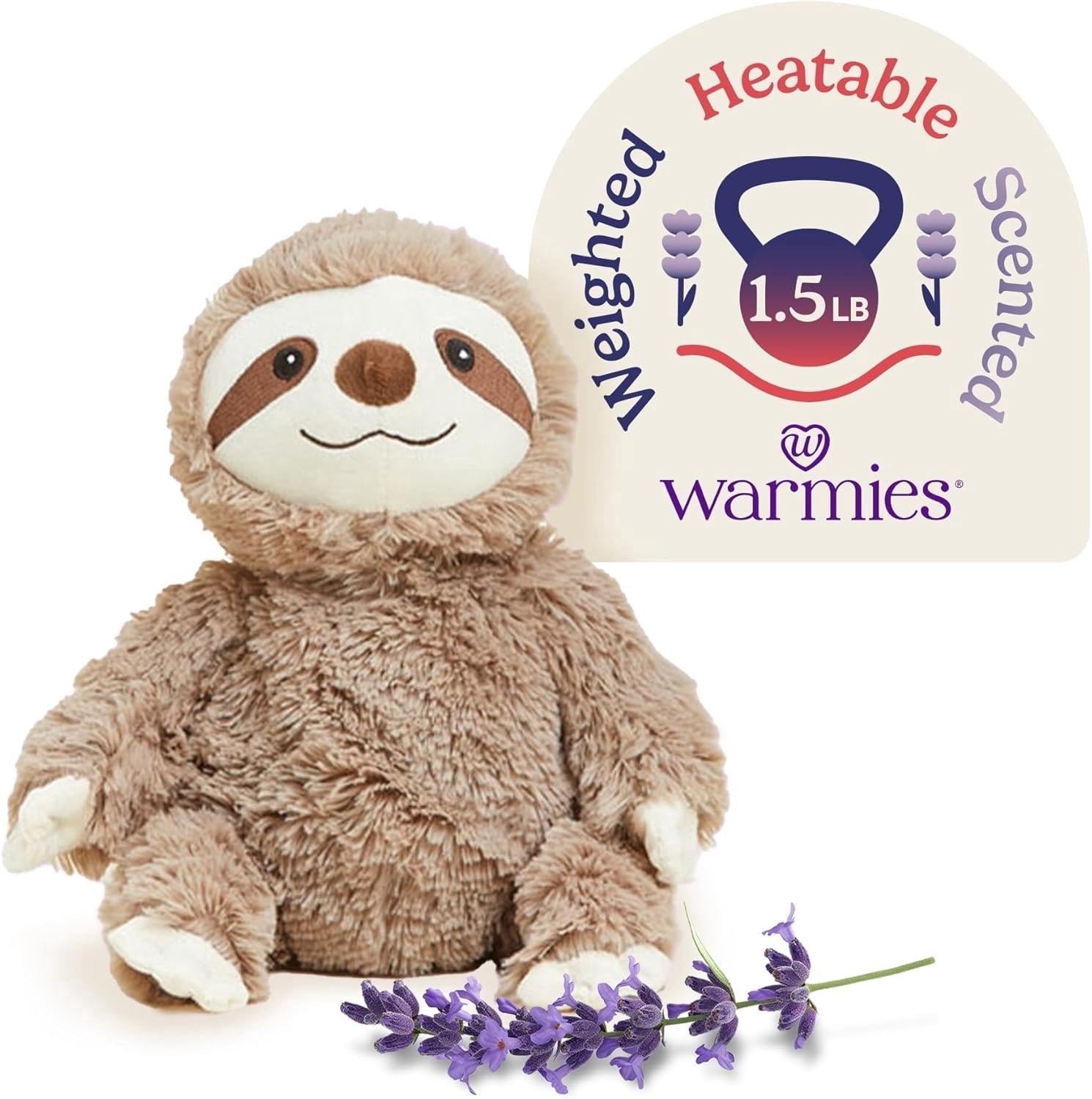 Warmos Co 13" Sloth Stuffed Animal, Microwavable Heated Plushies and Weighted