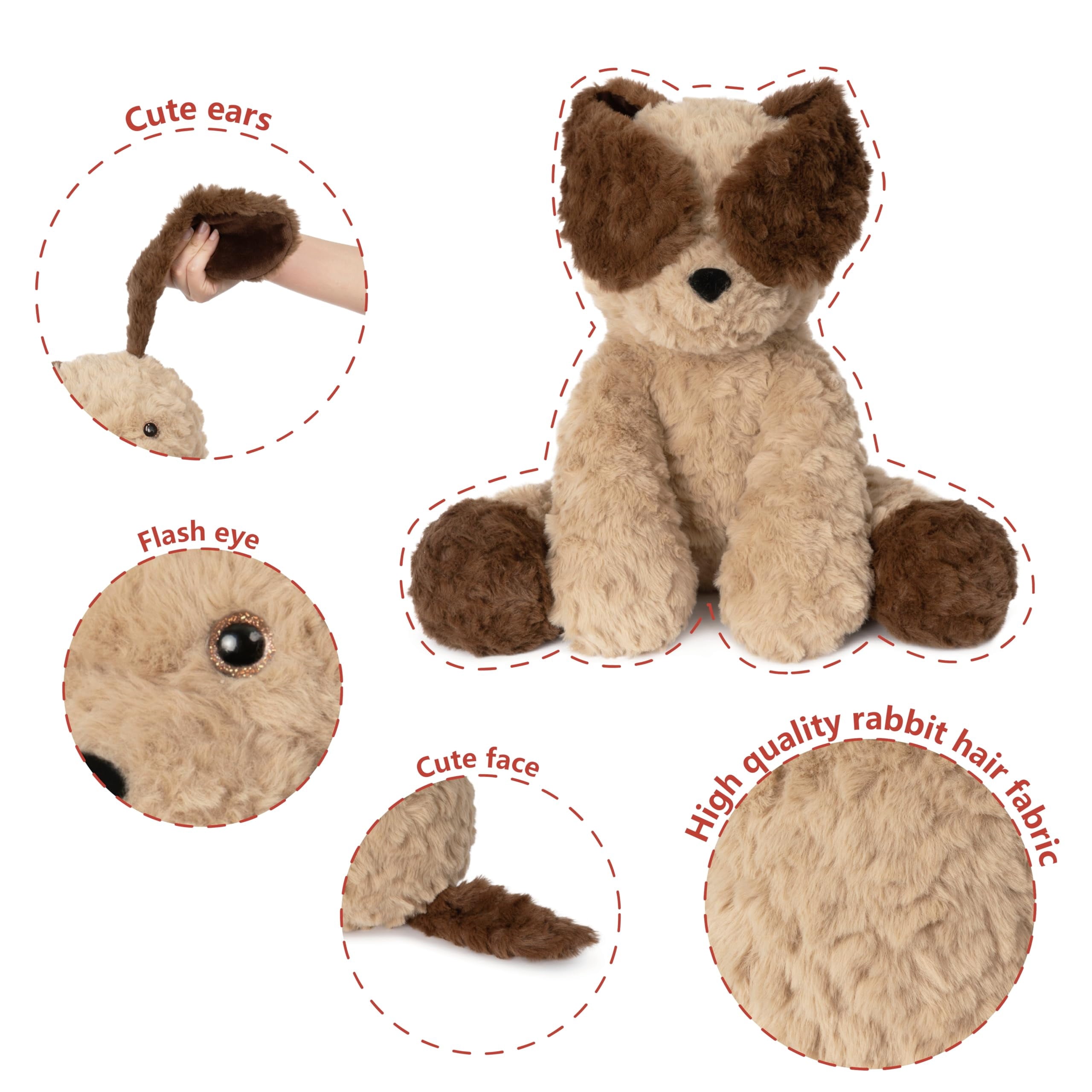 Warmos Co 13.8" Sitting Puppy Weighted Stuffed Animals,4 lb Giant Brown Dog Plush