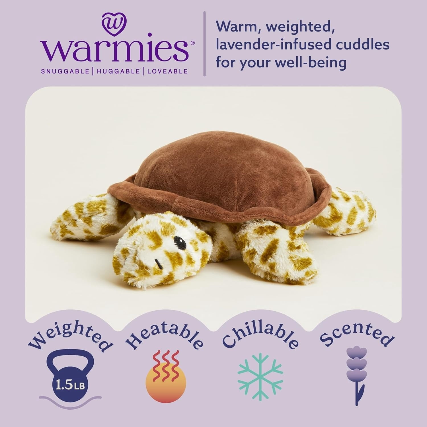 Warmos Co 13" Turtle Stuffed Animal, Microwavable Heated Plushies and Weighted