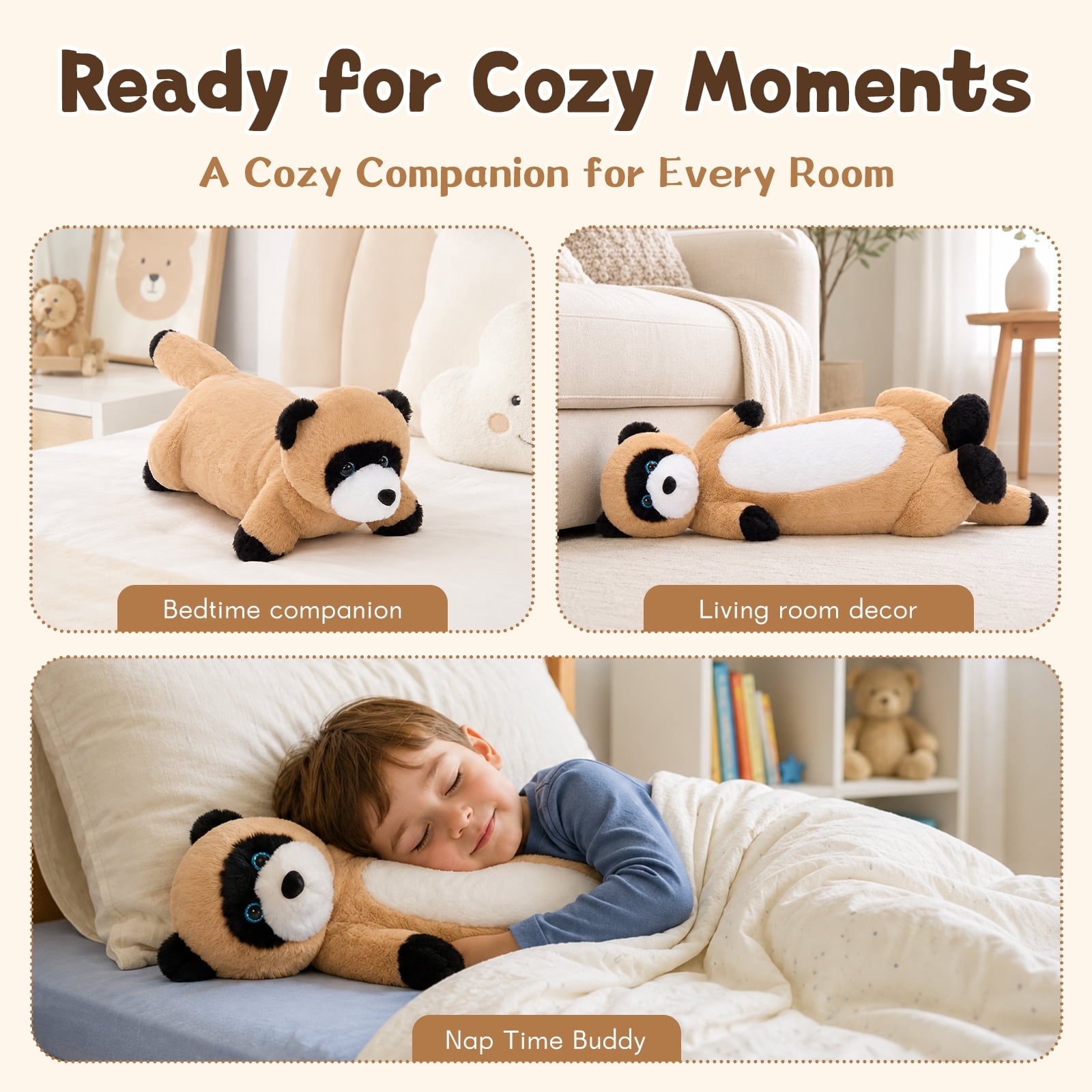 Warmos Co 19.6'' Ferret Stuffed Animal Gaint Weighted Ferret Body Pillow Plush Toy