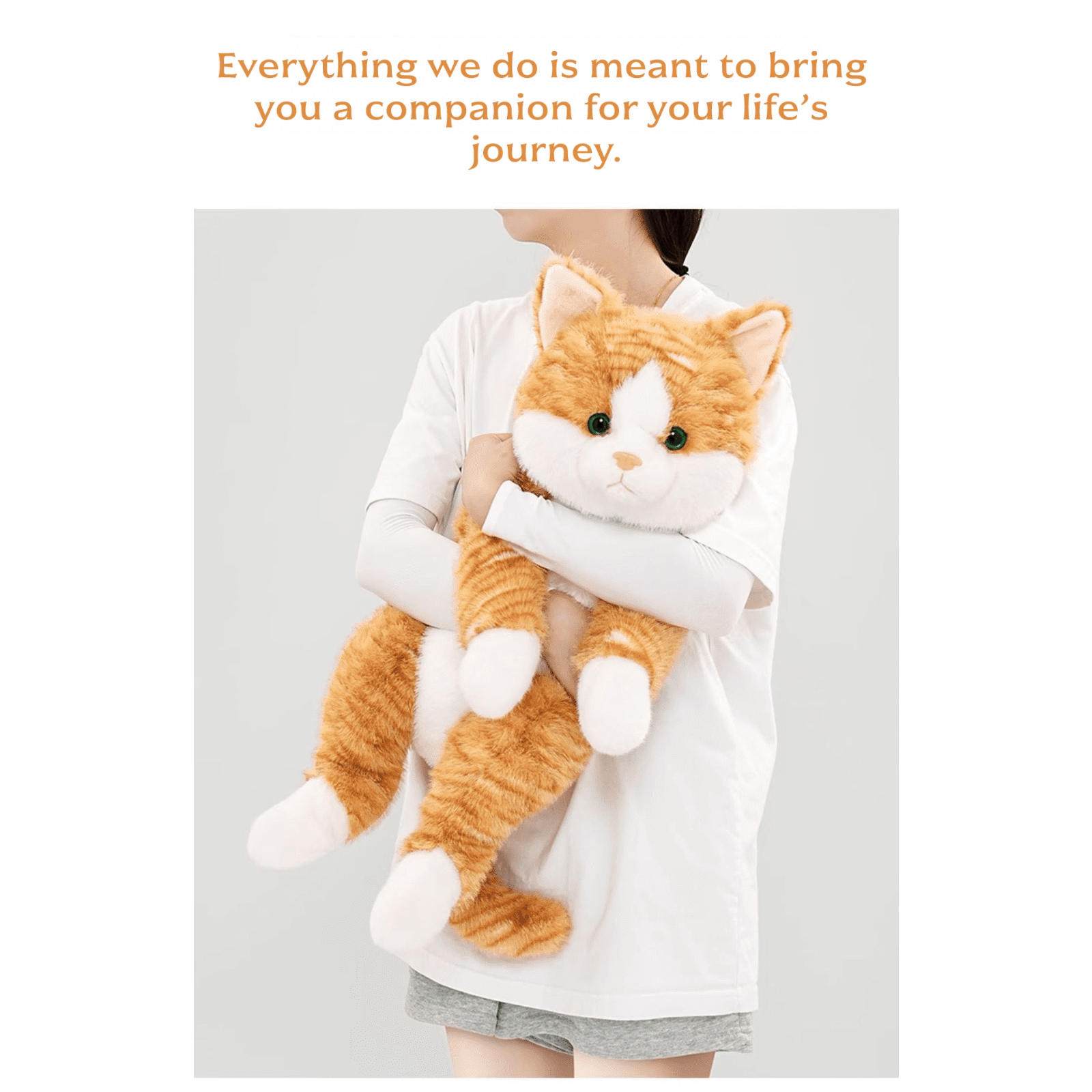 Warmos Co Cat Plush Toy, Soft Stuffed Cat with Weighted Paws & Tail, Realistic