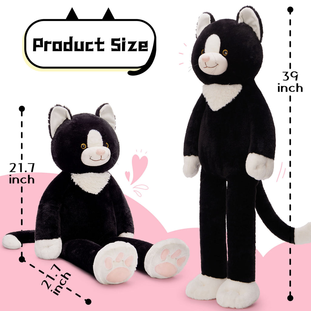 Warmos Co 39'' Weighted Cat Stuffed Animal Giant Stuffed Cat Body Pillow Plush Toy