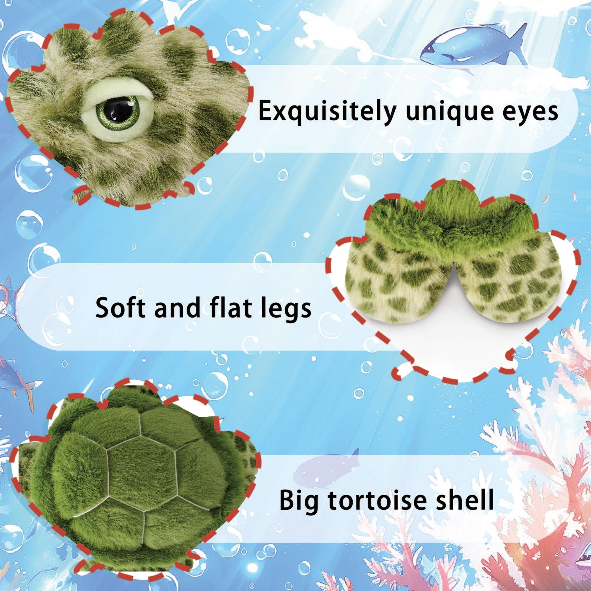 Warmos Co 20" Turtle Stuffed Animals,3.3lb Weighted Green Sea Turtles Plush Toy,