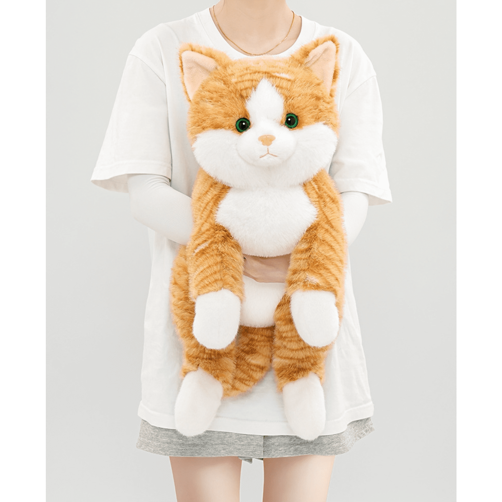 Warmos Co Cat Plush Toy, Soft Stuffed Cat with Weighted Paws & Tail, Realistic