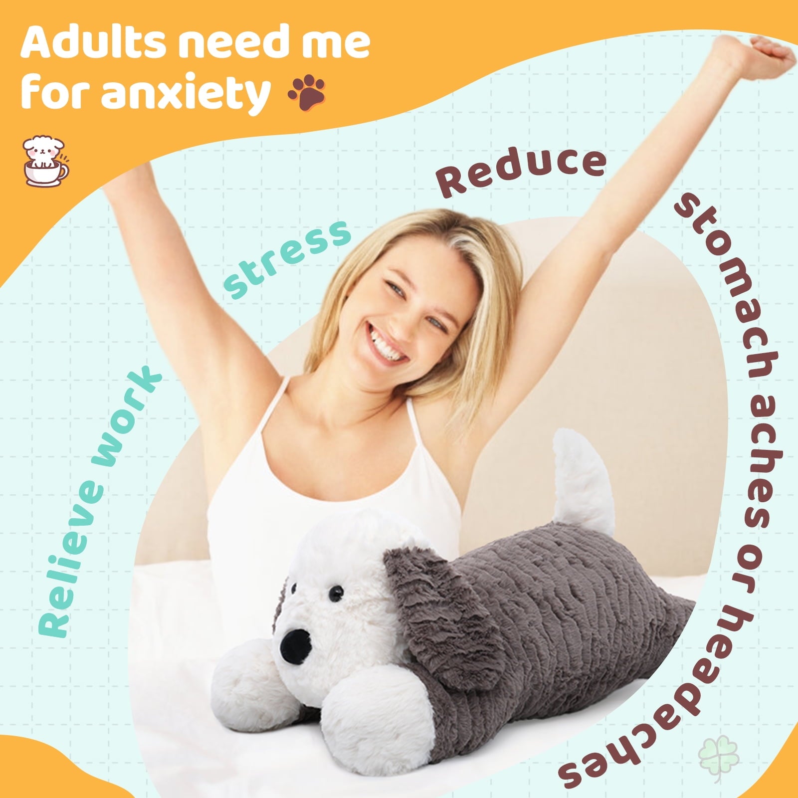Warmos Co 24" Weighted Microwavable Stuffed Animal, Large Weighted Stuffed Dog